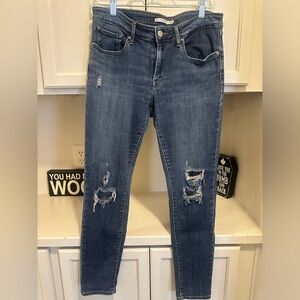 Levi’s Women’s 711 Skinny Jean - Dark Wash with distressing - Size 30